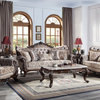 ACME Benbek Loveseat with 3 Pillows in Taupe and Antique Oak