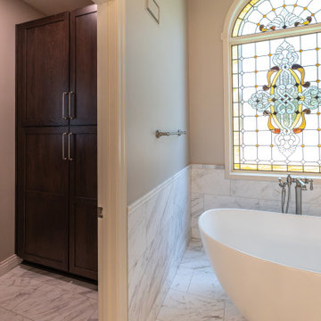 Leawood, Kansas Marble Wrapped Primary Bathroom Remodel