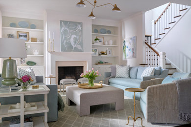 Large transitional living room photo in Atlanta