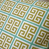 Multicolored Linen Greek Key 18" Geometric Throw Pillow, Green/Blue, Pillow Cove
