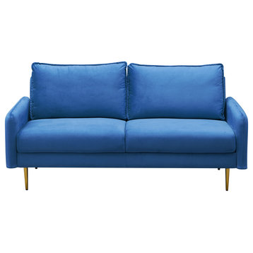Kingway Furniture Aurora Velvet Living Room Sofa, Prussian Blue