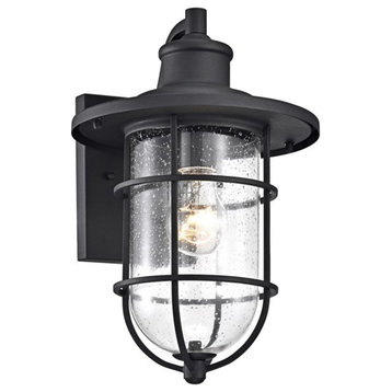 CHLOE Markus Transitional 1 Light Textured Black Outdoor Wall Sconce 14" Height