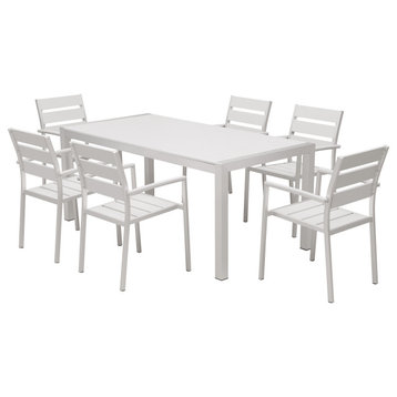 Outdoor Patio Furniture Aluminum Resin 7-Piece Dining Table and Chair Set