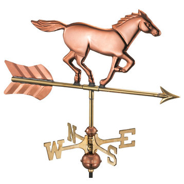 Horse Weathervane, Polished Copper, Roof Mount
