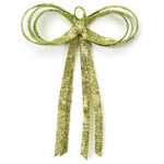 CC Christmas Decor - 12" Christmas Brites Glitter Drenched Green Bow Decoration - From the Christmas Brites Collection