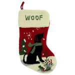Glitzhome - Hooked Christmas Stocking With Dog - "Santa, fill with bones, please" says the hopeful black dog. What a great gift for the dog lover on your list, which is all handmade. Remember to share the holiday spirit with your family pet.
