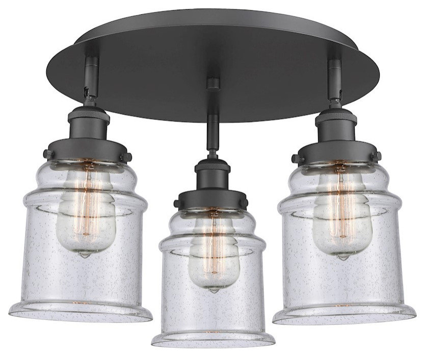 Innovations Lighting Canton 3-Light 18" Flush, Black/Seedy, 916-3C-BK ...