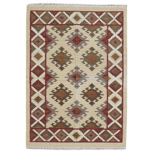 Hand Woven Kilim Lenore Gray Brown Wool Rug 4 2 X 6 0 Southwestern Area Rugs By Bareens Designer Rugs Houzz