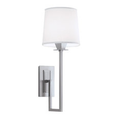 Maya Single Sconce 1 Light, Brush Nickel and White Shade