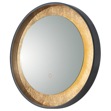 ET2 Lighting E42036-GLBK Floating LED Mirror Round 23.5" in Gold Leaf / Black