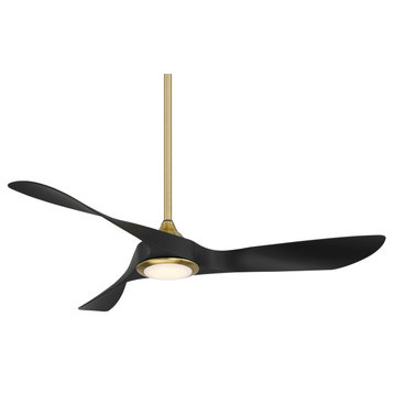 Swirl In/Outdoor 3-Blade Smart Ceiling Fan 54" Soft Brass Matte Black With Kit