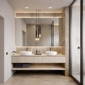 Fluted Floating Double Vanity | Bleached Oak Modern Bathroom Cabinet