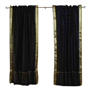 Purple Rod Pocket Sheer Sari Curtain Drape Panel Pair