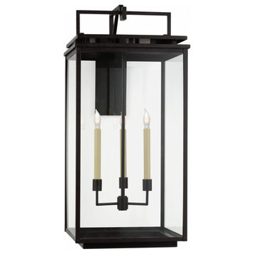 Cheshire Grande Wall Lantern, 3-Light, Aged Iron, Clear Glass, 36.5"H