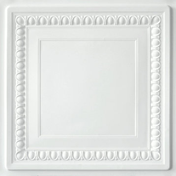Cambridge Faux Tin Ceiling Tile - 24 in x 24 in, Pack of 10, #DCT 06, White Matte