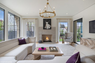 Example of a transitional home design design in Chicago