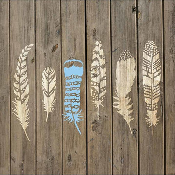 Feathers Stencil Kit, Trendy Reusable Stencils For Walls, 6-Piece
