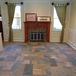 slate look tile random size pattern - Flooring