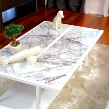 Custom Entertainment Unit - Marble back lit LED panels