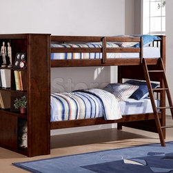 Yaffa Espresso Bookcase Twin/Twin Bunk Bed with Bookcase - Bunk Beds
