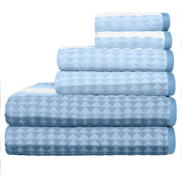 Harper Riley Brayson Stripe 6 Piece Bath Towel Set, Heritage Blue