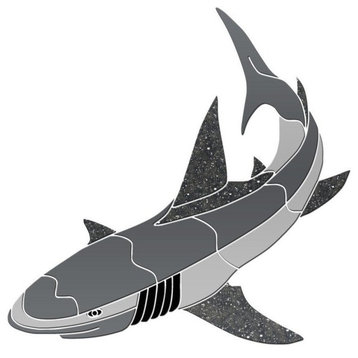 Shark 2 Ceramic Swimming Pool Mosaic 36"x35", Grey