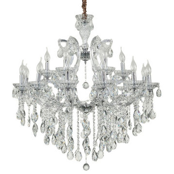 European-style LED Crystal Candle Light Retro Chandelier, Clear Light, 18 Heads