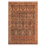 Bareens Designer Rugs - Imran Pak Persian Genny Brown/Gold Wool Rug 8'2'' x 11'1'' - Designed with mesmerizing intricacy and gorgeous color palette, this hand-knotted masterpiece demonstrates the beauty and electrifying thrill of Pak Persian art. These meticulously hand-knotted Pak-Persian rug is made with pure wool and features breathtaking traditional, transitional, and tribal designs in bold luxurious color pallets. Known for their intricate designs these rugs are a reproduction of Persian rugs, made in Pakistan with unique Mughal designs. Made by master weavers using the same Persian texture, design and dying technique, we wanted to produce the most significant manifestation of Persian art, life, and culture. This rug is most famous for its exceptional quality, incredible designs, patterns, and vibrant rich color. Pak-Persian rugs made with Persian weave with high knot counts, which enables the high intricacy and detail found in the patterns are also referred to as "State of art", each color adds a rich beautiful detail in the artwork of this rug. The design, color, and beautiful chromatic composition with a vibrant sheen with intricate designs, exude beauty, elegance, and quality make this rug a masterpiece of its own.