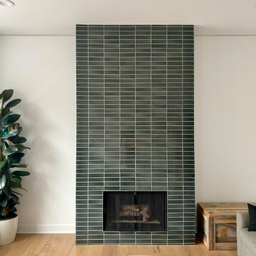 Dark Green Handmade Fireplace Tiles