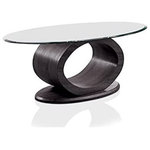Decor Love - Contemporary Coffee Table, Curved Geometric Base With Oval Shaped Glass Top - - Includes: one (1) coffee table; Comes with assembly instructions