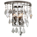 Troy Lighting - Meritage, Wall Sconce, Graphite Finish, Mercury, Plated and Clear Crystal - Lamping Info: 2 x 60W Candelabra Incandescent (Not Included)