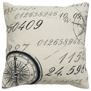 Black and Ivory Classic Nautical Down Throw Pillow