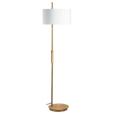 Fitzgerald Modern 1 Light Aged Brass White Metal Floor Lamp