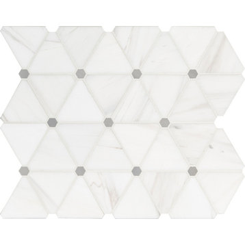 MSI SMOT-DOL-PINWP Bianco Dolomite - 12" x 14" Triangle Mosaic - White