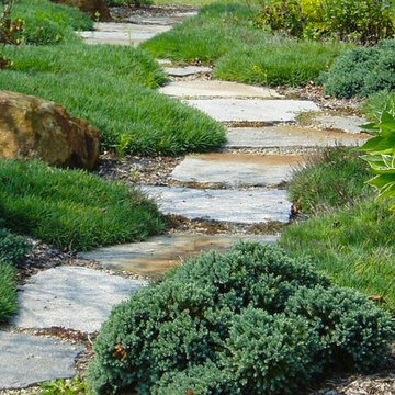 Garden path through a perennial garden