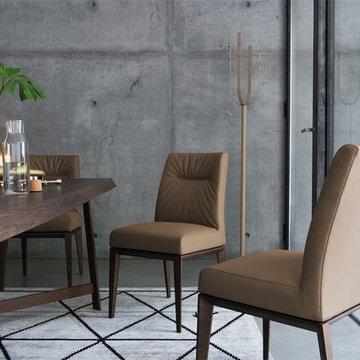 Tosca Leather Chairs - Wenge Frame and Antilope Brown Seat Finish