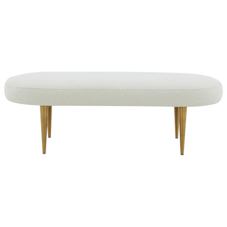 Safavieh Couture Corinne Velvet Oval Bench, Ivory