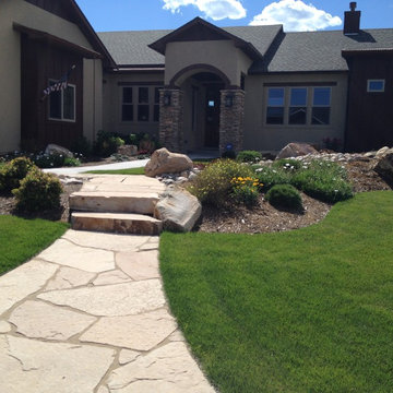 Residential Front Walkway Over Water Feature