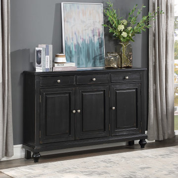 Vincent 3 Door 3 Drawer Storage Sideboard Credenza with Ogee Edge Top