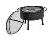 WestinTrends Star & Moon Round Steel Wood Burning Bonfire Fire Pit, Patio Grill, Black