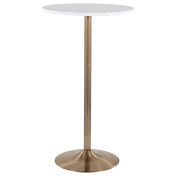 Pebble Table, Gold Metal, White MDF