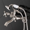 Kingston Adjustable Center Tub Wall Mount Clawfoot Tub Faucet, Brushed Nickel