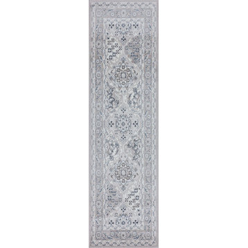 Rosalind Traditional Oriental Gray Runner Rug, 2' x 7'