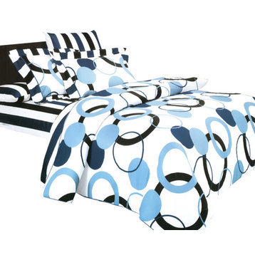 Blancho Bedding - Artistic Blue 100% Cotton 3PC Sheet Set (Twin Size)