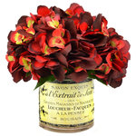 Creative Displays - Burgundy hydrangeas in French label pot - Experience the elegance of handcrafted flower arrangements without any of the usual work! Our stunning flower arrangement is made in the USA with high-quality and durable materials, so you can enjoy their beauty without any worry of maintenance. With its inviting array of fresh burgundy hydrangeas, our arrangement comes housed in a glass pot with its own decorative label, so you can seamlessly transition the piece into any home or office environment. Impress your guests with this show-stopping piece that's full of both charm and sophistication. Get instant decor without any of the hassle or maintenance. Don't wait to add a little flair and vibrancy to your surroundings - this chic and timeless flower arrangement is the perfect way to do it!