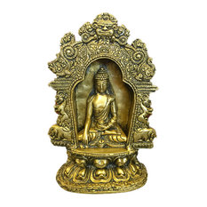 Buddha Brass Statue with Beautiful Arch Buddhist Yoga Decor Sculpture Idol