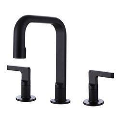 RBROHANT - Brush Gold Three Hole Widespread Bathroom Faucet, Matte Black - Bathroom Sink Faucets