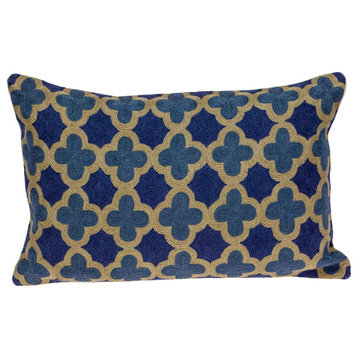 Parkland Collection Calix Accent Blue Pillow Cover With Poly Insert, 20"x12"