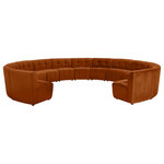 Meridian Furniture - Limitless Velvet Upholstered 13-Piece Modular Sectional, Cognac - Invest in your home's comfort with this Limitless 13 Piece Sectional. This modular unit offers tons of flexibility in the number of ways that you can put each piece in the Limitless collection together to get the ideal customized look. Upholstered in cognac velvet, this beautiful piece is soft and cool to the touch, so you can feel comfortable from every angle. Button and channel tufting add to this unit's upscale look and contemporary charm.