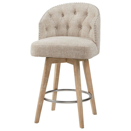 Madison Park Modern Swivel Chair Counter Height Bar Stools, Cream